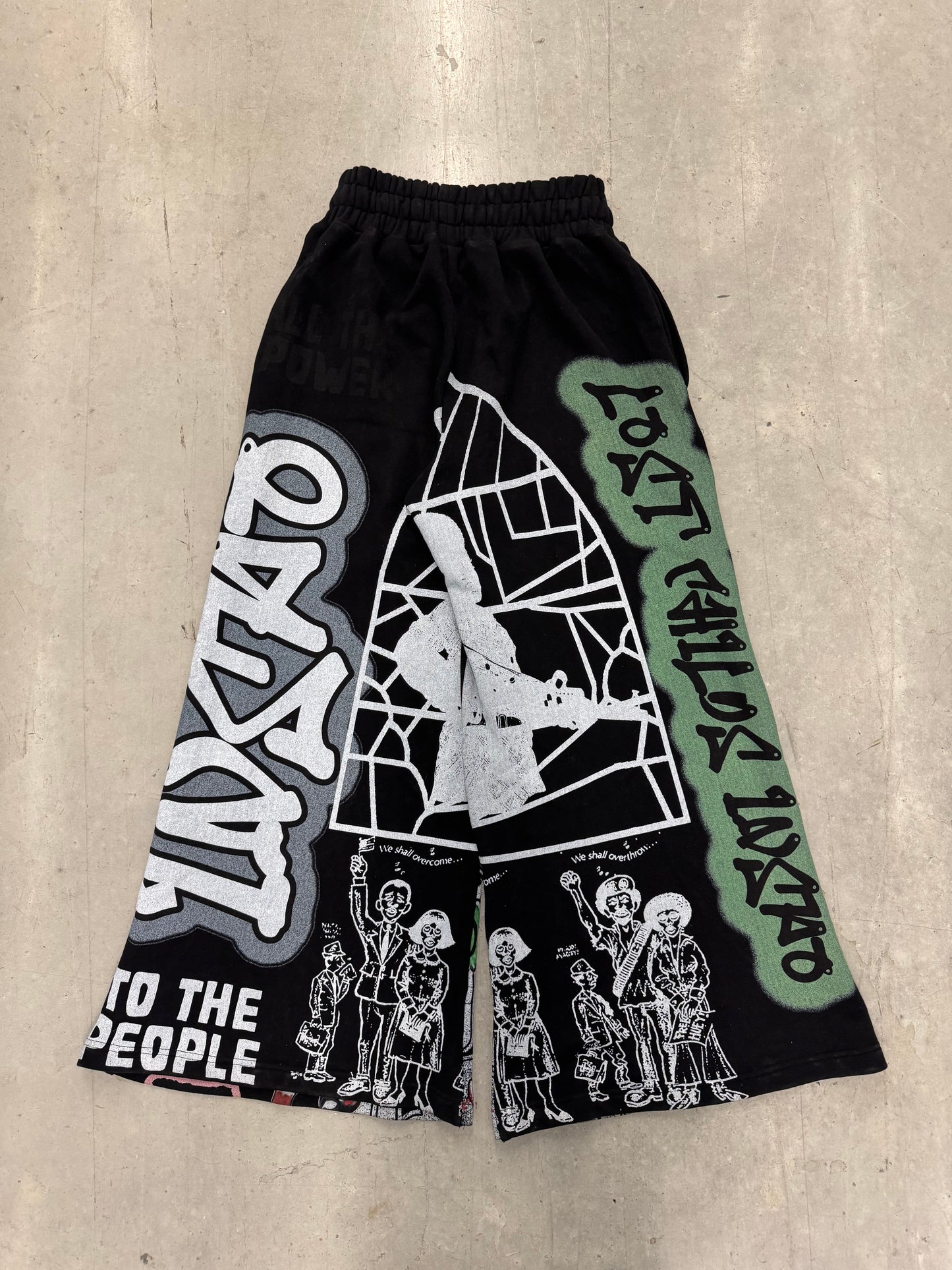 Black Inspo Wrld All Over Wide Leg Sweats