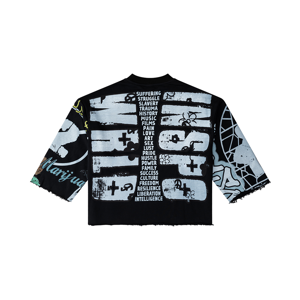 Black Inspo Wrld All Over Heavy Crop Tee